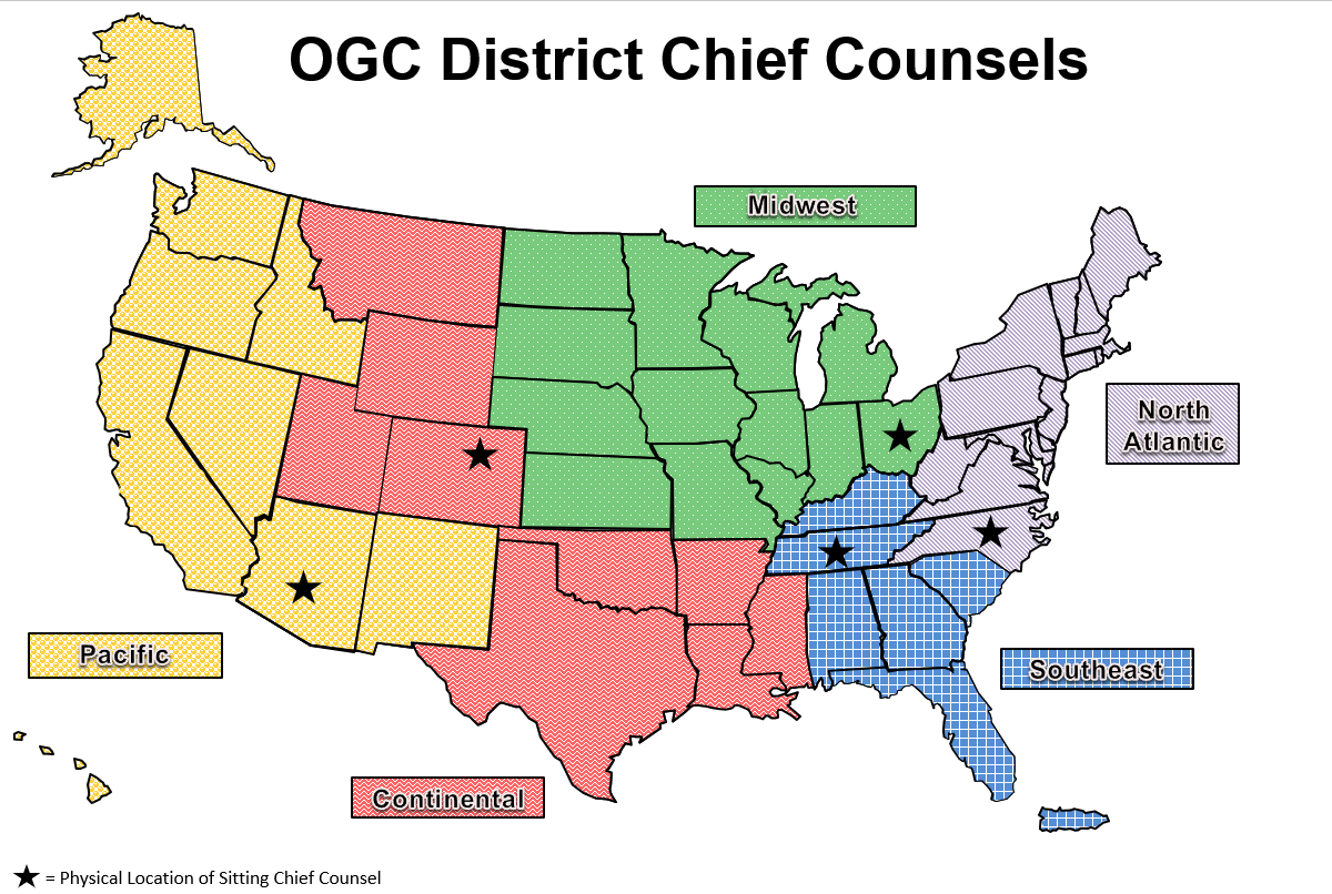 US Map showing OGC Districts