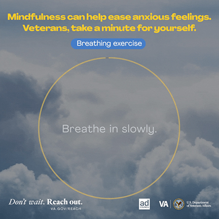 Mindfulness can help ease anxious feelings. Veterans take a minute for yourself with this breathing exercise.